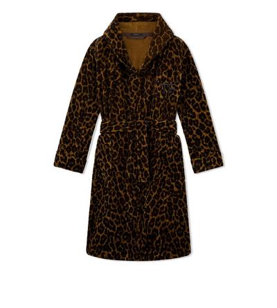LEOPARD PRINTED TOWELLING COTTON ROBE image number 0