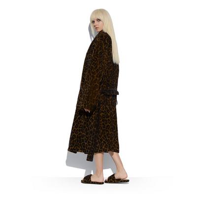 LEOPARD PRINTED TOWELLING COTTON ROBE image number 2