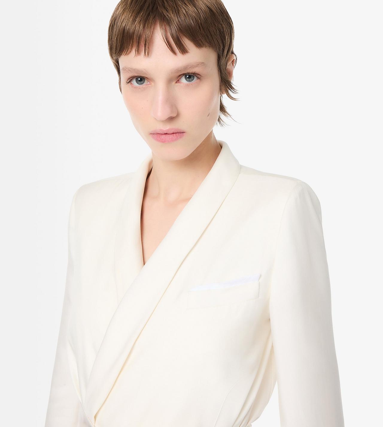 TOM FORD SILK OFF WHITE LONG PEIGNOIR EN SOIE &Agrave; COL CH&Acirc;LE