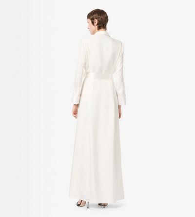 TOM FORD SILK OFF WHITE LONG PEIGNOIR EN SOIE &Agrave; COL CH&Acirc;LE