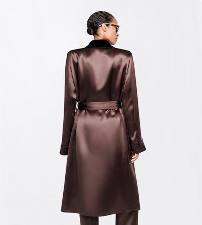 TOM FORD SILK BROWN+BLACK SILK SATIN ROBE