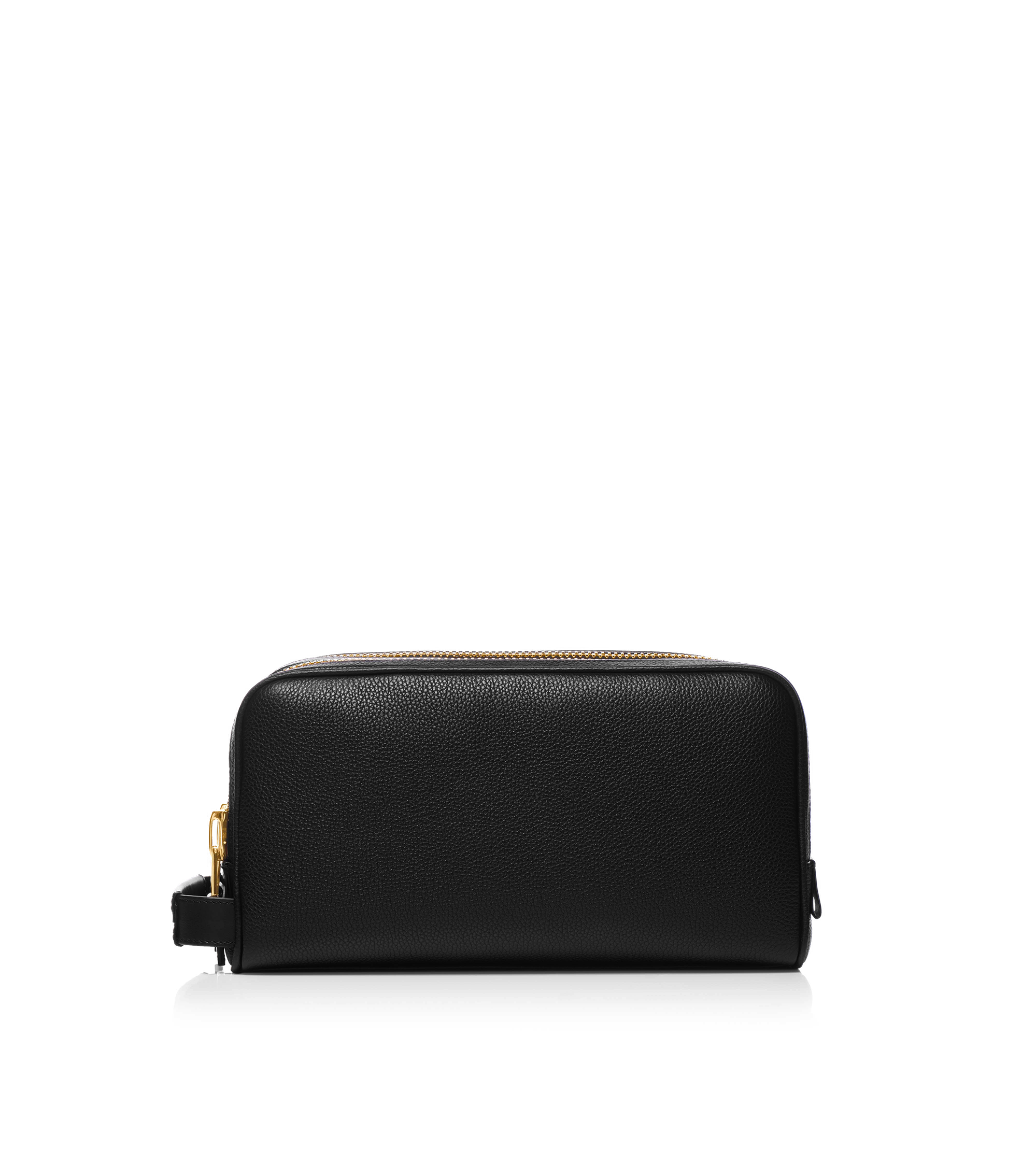 GRAIN LEATHER DOUBLE ZIP TOILETRY BAG