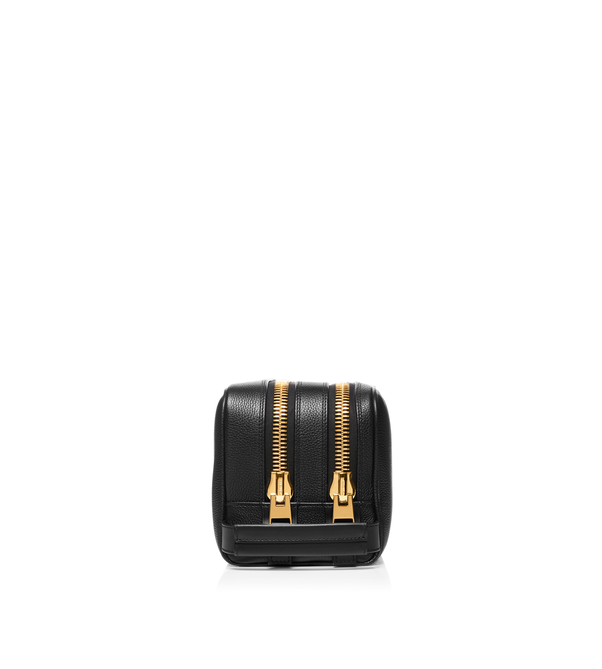 GRAIN LEATHER DOUBLE ZIP TOILETRY BAG