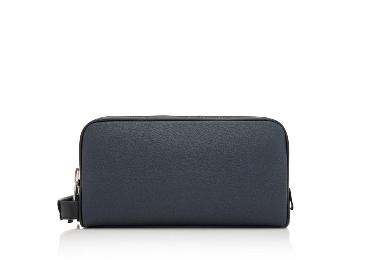 GRAIN LEATHER DOUBLE ZIP TOILETRY BAG image number 0