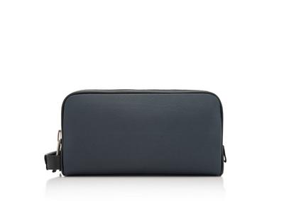 GRAIN LEATHER DOUBLE ZIP TOILETRY BAG