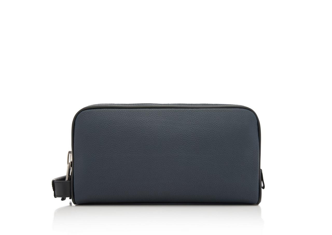 GRAIN LEATHER DOUBLE ZIP TOILETRY BAG image number 0