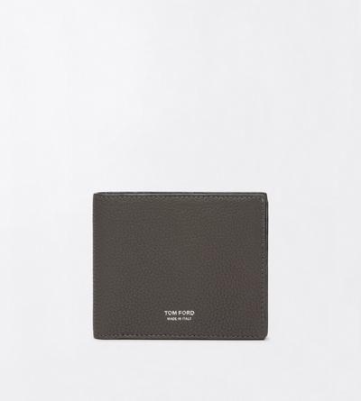 TOM FORD LEATHER SMOKE GREY GRAIN LEATHER CLASSIC BIFOLD WALLET&nbsp;