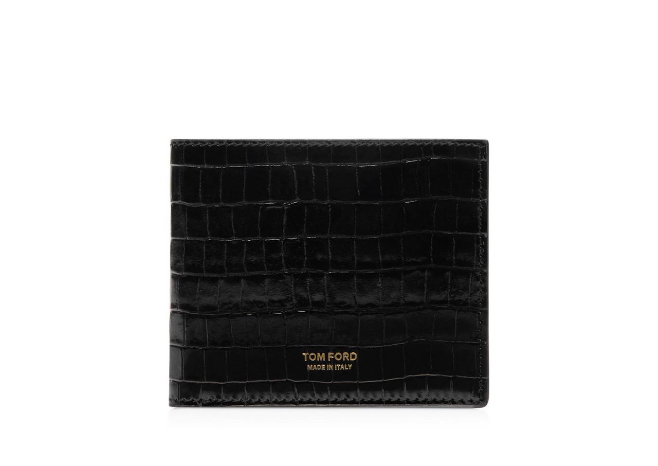 GLOSSY PRINTED CROC CLASSIC BIFOLD WALLET image number 0