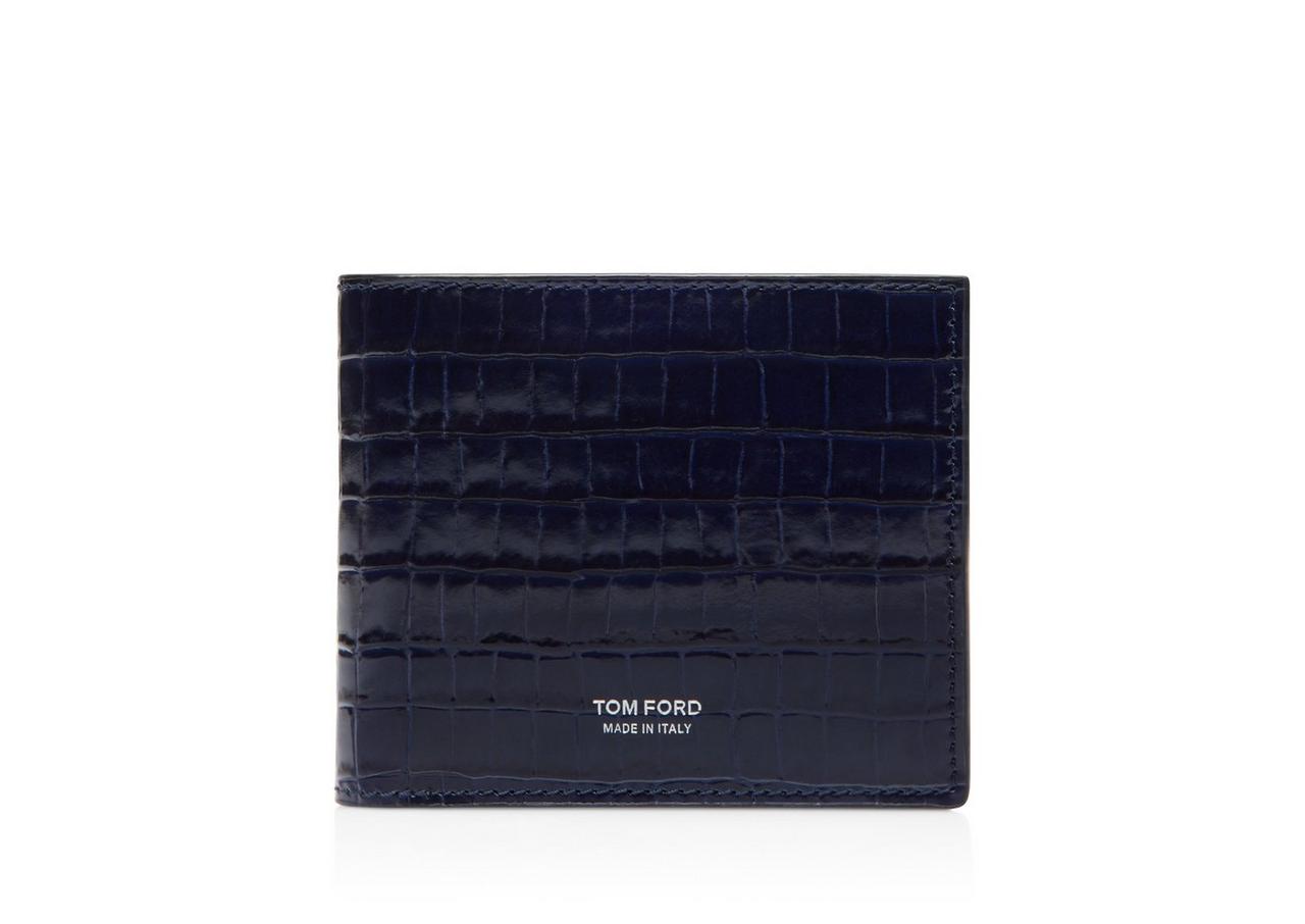 GLOSSY PRINTED CROC BIFOLD WALLET image number 0