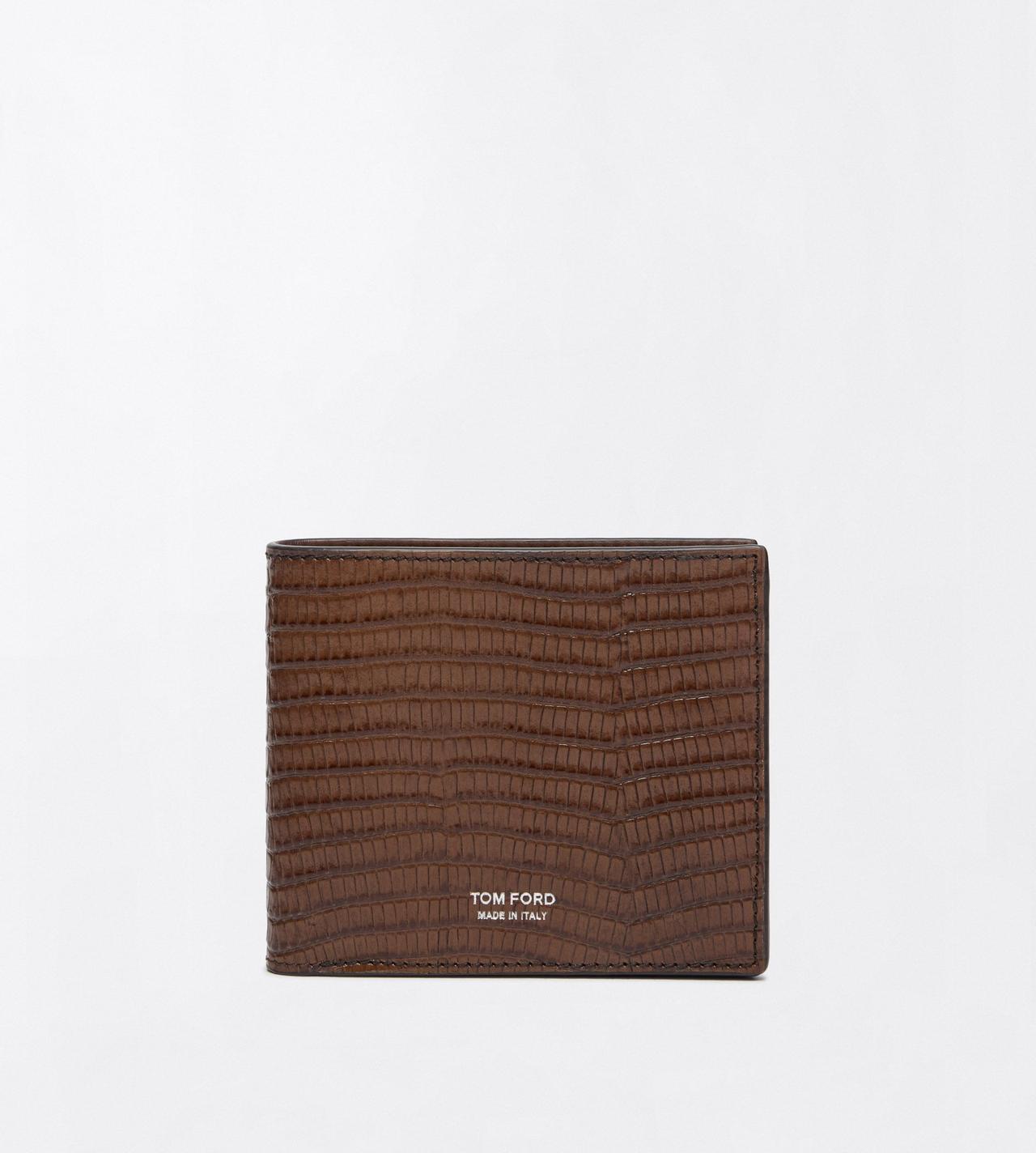 TOM FORD LEATHER CARAMEL PRINTED TEJUS T LINE CLASSIC BIFOLD WALLET
