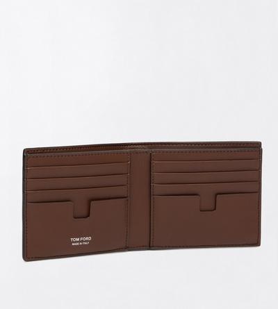 TOM FORD LEATHER CARAMEL PRINTED TEJUS T LINE CLASSIC BIFOLD WALLET