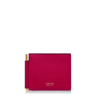 GRAINED LEATHER MONEY CLIP WALLET image number 0