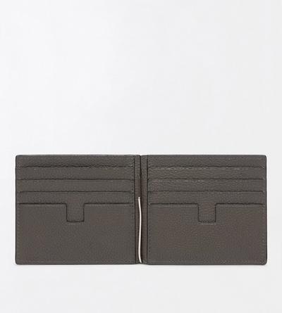 TOM FORD LEATHER SMOKE GREY GRAIN LEATHER MONEY CLIP WALLET&nbsp;