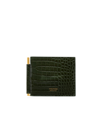 PRINTED CROC MONEY CLIP WALLET image number 0