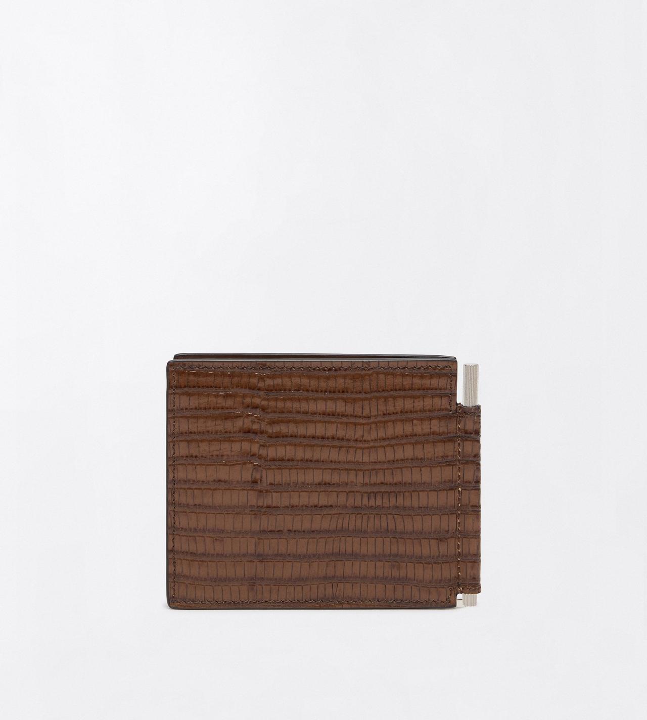 TOM FORD LEATHER CARAMEL PORTEFEUILLE &Agrave; PINCE &Agrave; BILLETS IMPRIM&Eacute; TEJUS T LINE