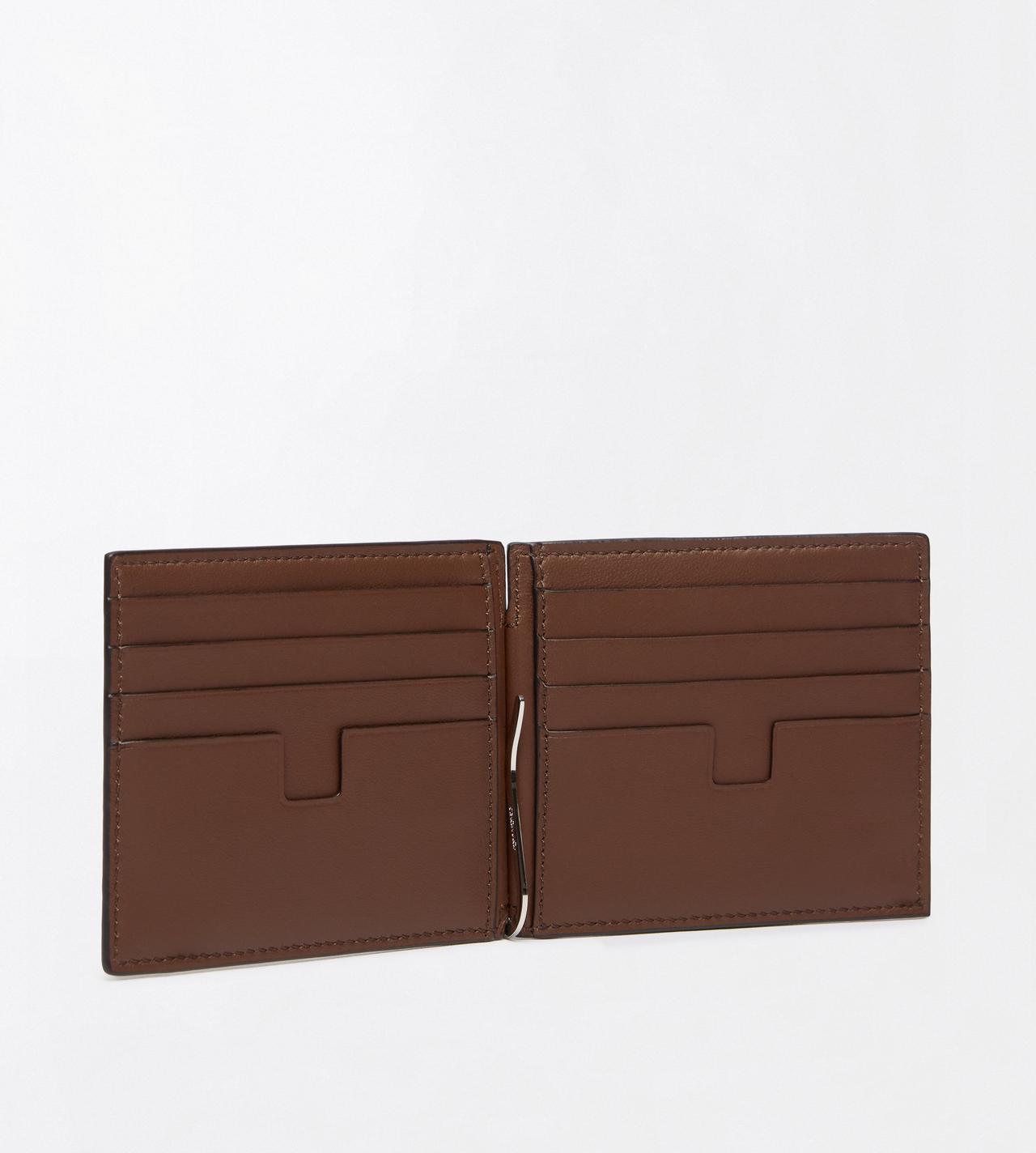 TOM FORD LEATHER CARAMEL PORTEFEUILLE &Agrave; PINCE &Agrave; BILLETS IMPRIM&Eacute; TEJUS T LINE