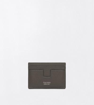TOM FORD LEATHER SMOKE GREY GRAIN LEATHER CLASSIC CARDHOLDER&nbsp;