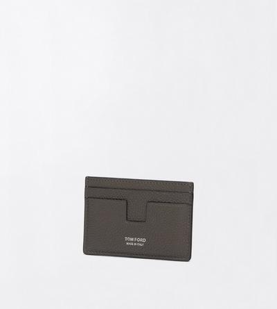 TOM FORD LEATHER SMOKE GREY GRAIN LEATHER CLASSIC CARDHOLDER&nbsp;