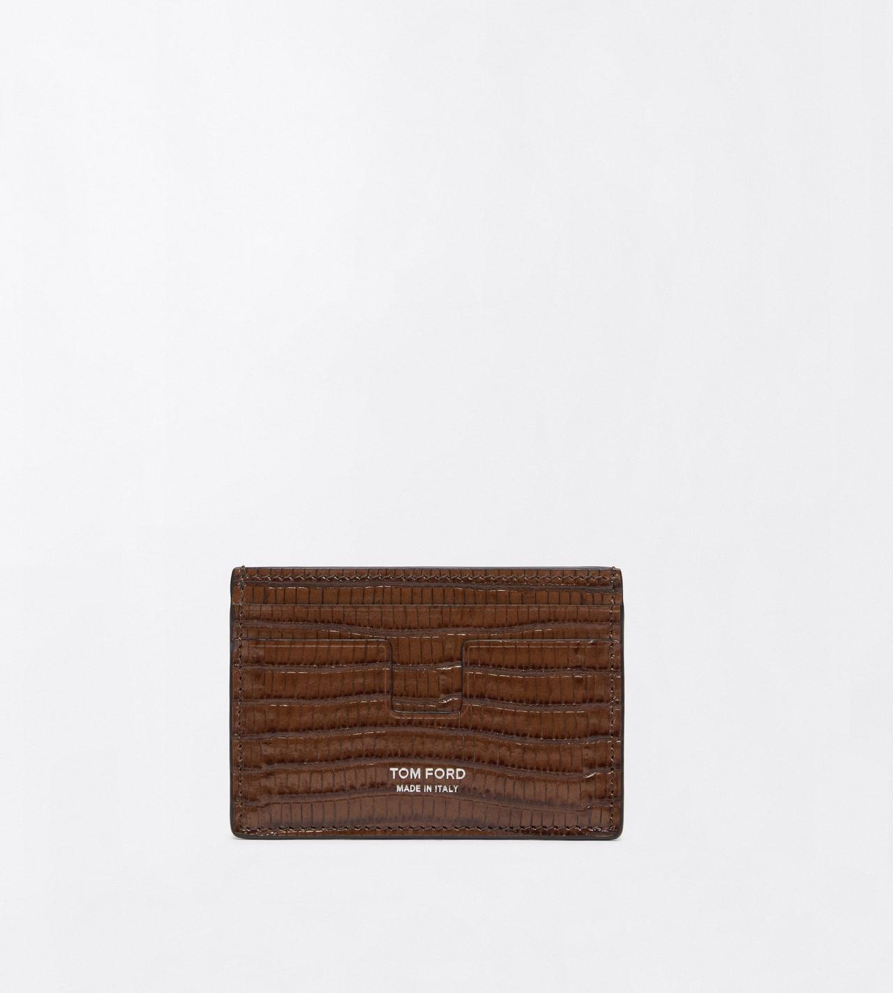 TOM FORD LEATHER CARAMEL PRINTED TEJUS T LINE CLASSIC CARD HOLDER