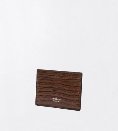TOM FORD LEATHER CARAMEL PRINTED TEJUS T LINE CLASSIC CARD HOLDER