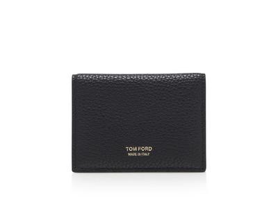 TOM FORD LEATHER BLACK T FOLD CARD HOLDER