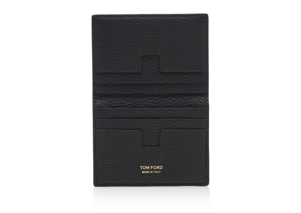 TOM FORD LEATHER BLACK T FOLD CARD HOLDER