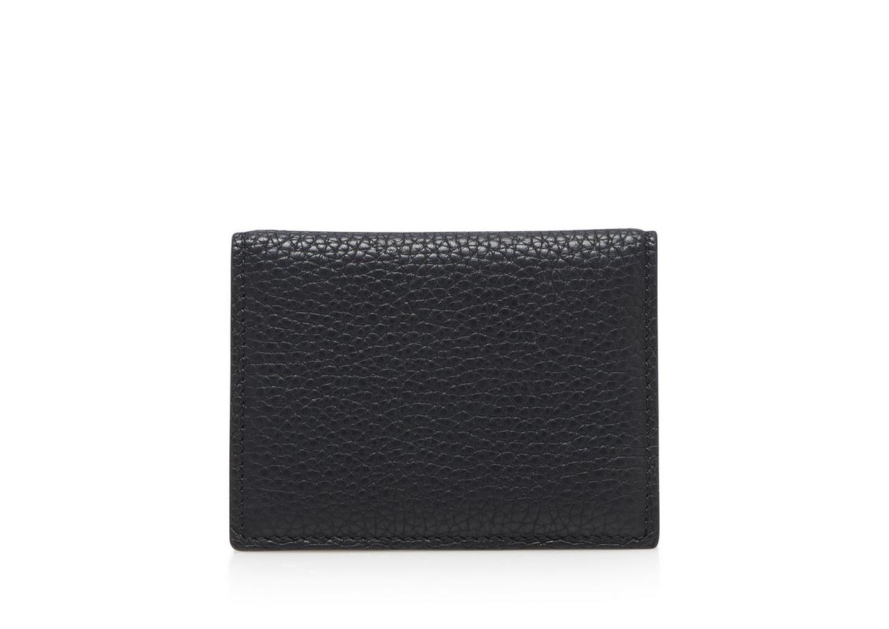TOM FORD LEATHER BLACK T FOLD CARD HOLDER