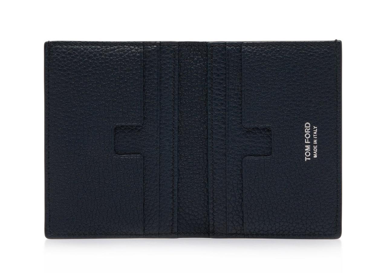 GRAIN LEATHER FOLDING CARDHOLDER image number 1