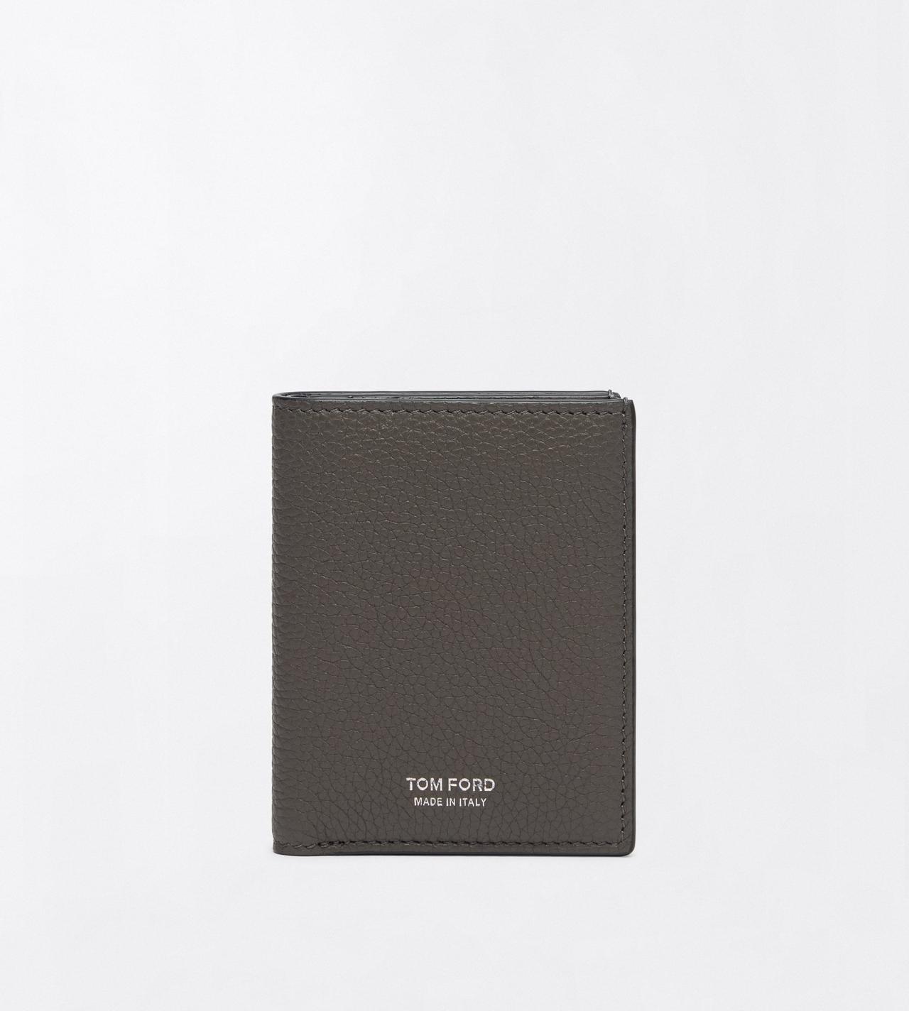 TOM FORD LEATHER SMOKE GREY GRAIN LEATHER FOLDING CARDHOLDER&nbsp;