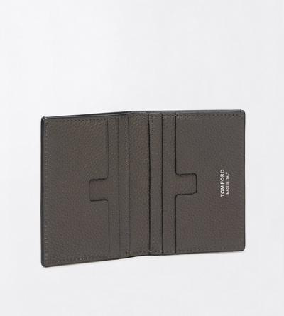 TOM FORD LEATHER SMOKE GREY GRAIN LEATHER FOLDING CARDHOLDER&nbsp;