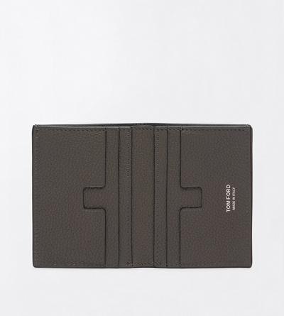 TOM FORD LEATHER SMOKE GREY GRAIN LEATHER FOLDING CARDHOLDER&nbsp;