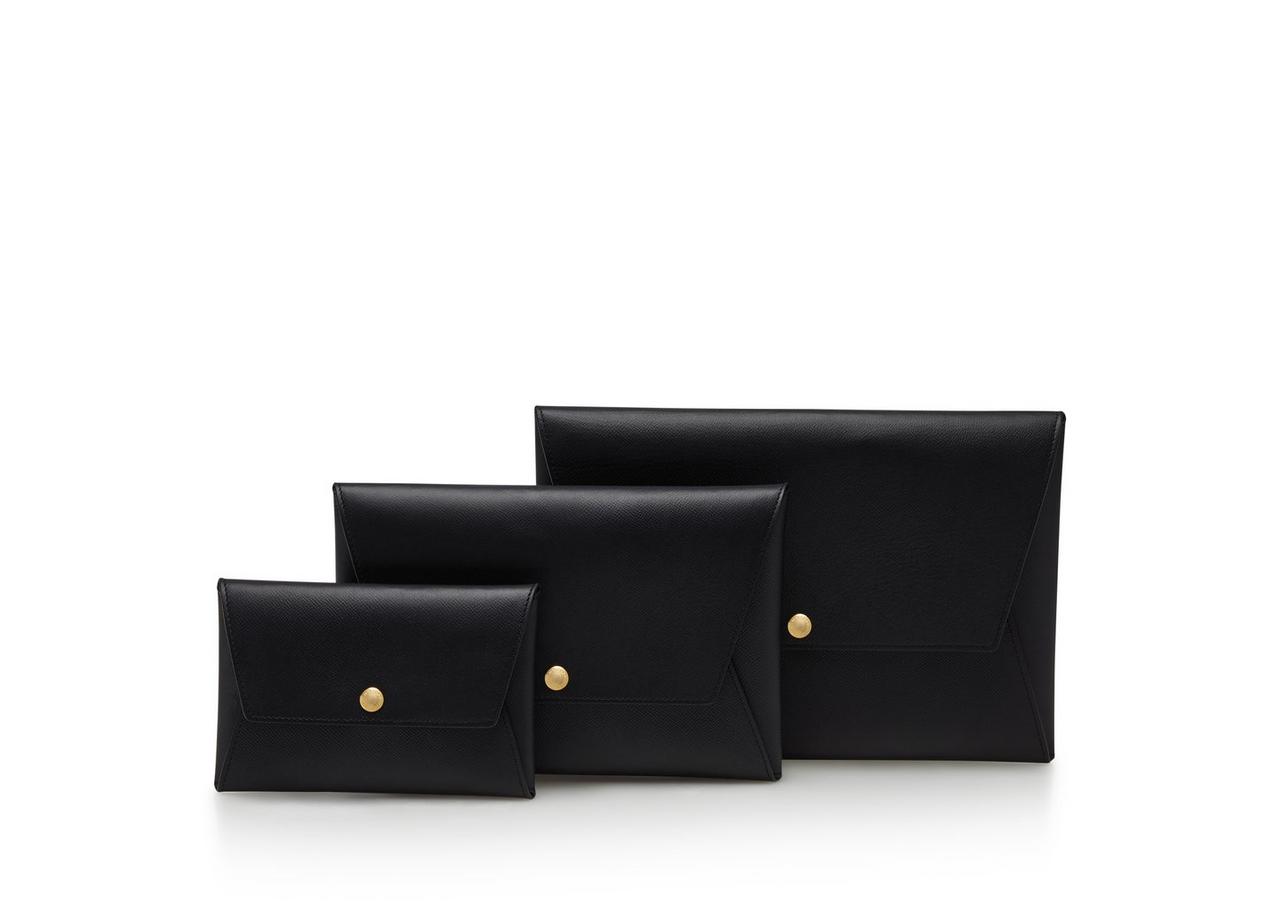 Pebble Grain Leather Shoulder Envelope Bag