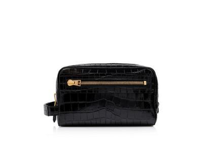 PRINTED ALLIGATOR LEATHER TOILETRY CASE image number 0