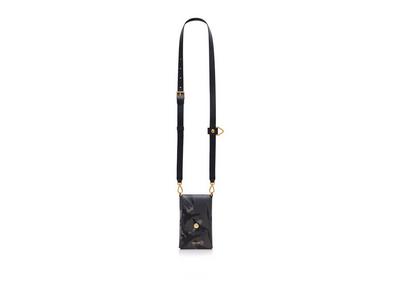 CAMO LEATHER PHONE POUCH WITH STRAP image number 0