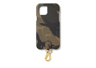 CAMO SMALL GRAIN LEATHER IPHONE CASE WITH NECK STRAP image number 0