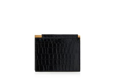 PRINTED ALLIGATOR LEATHER FOLDING MONEY CLIP CARDHOLDER image number 2