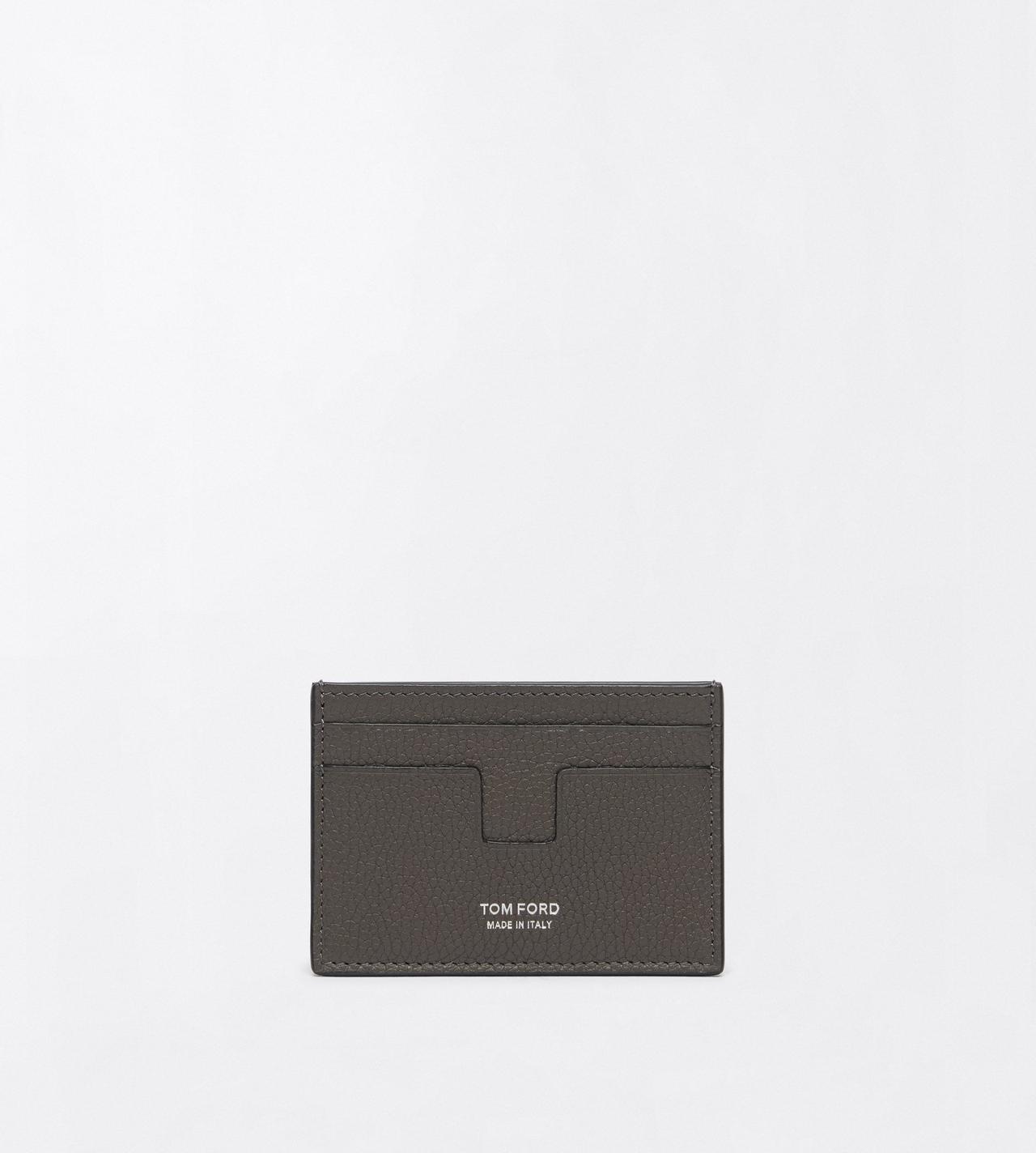 TOM FORD LEATHER SMOKE GREY GRAIN LEATHER MONEY CLIP CARDHOLDER&nbsp;
