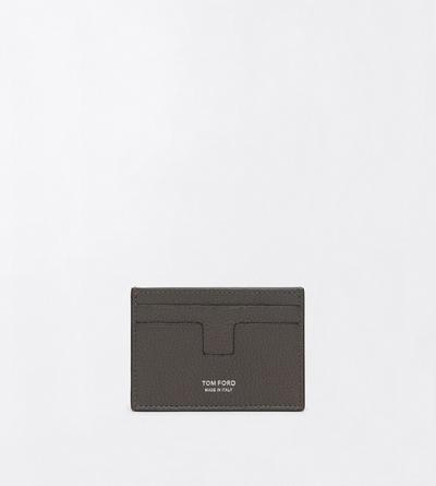 TOM FORD LEATHER SMOKE GREY GRAIN LEATHER MONEY CLIP CARDHOLDER&nbsp;