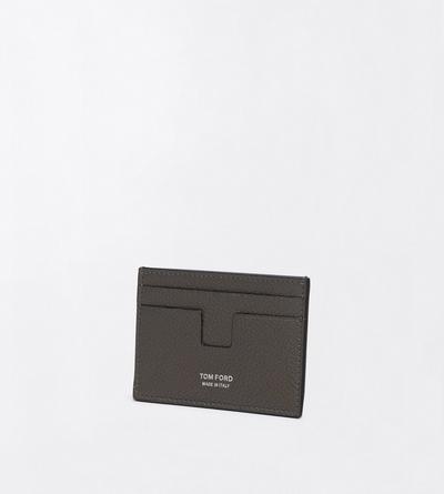 TOM FORD LEATHER SMOKE GREY GRAIN LEATHER MONEY CLIP CARDHOLDER&nbsp;