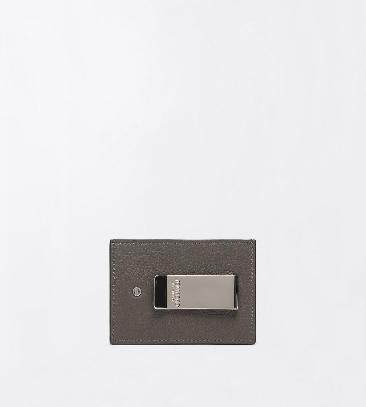 TOM FORD LEATHER SMOKE GREY GRAIN LEATHER MONEY CLIP CARDHOLDER&nbsp;