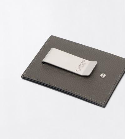 TOM FORD LEATHER SMOKE GREY GRAIN LEATHER MONEY CLIP CARDHOLDER&nbsp;