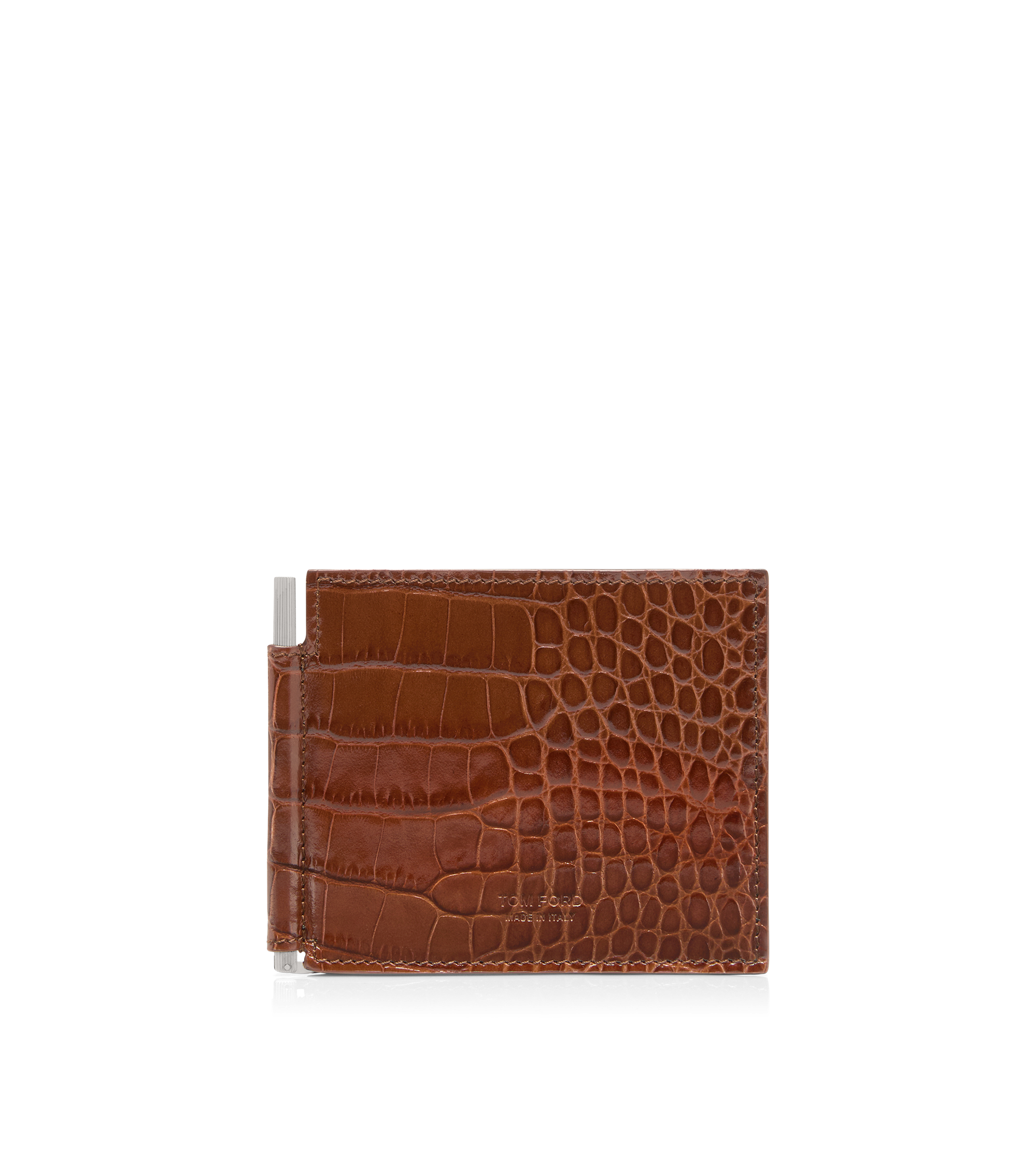 PRINTED CROC MONEY CLIP WALLET