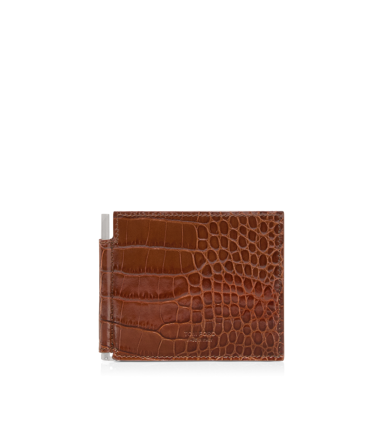 PRINTED CROC MONEY CLIP WALLET image number 0