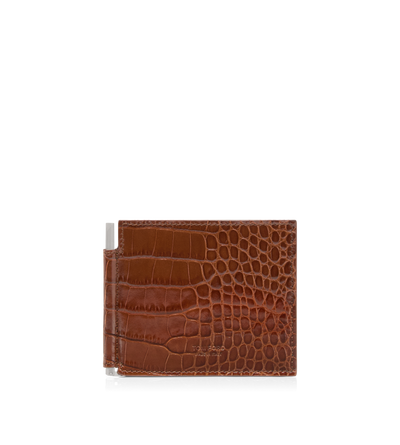 PRINTED CROC MONEY CLIP WALLET image number 0