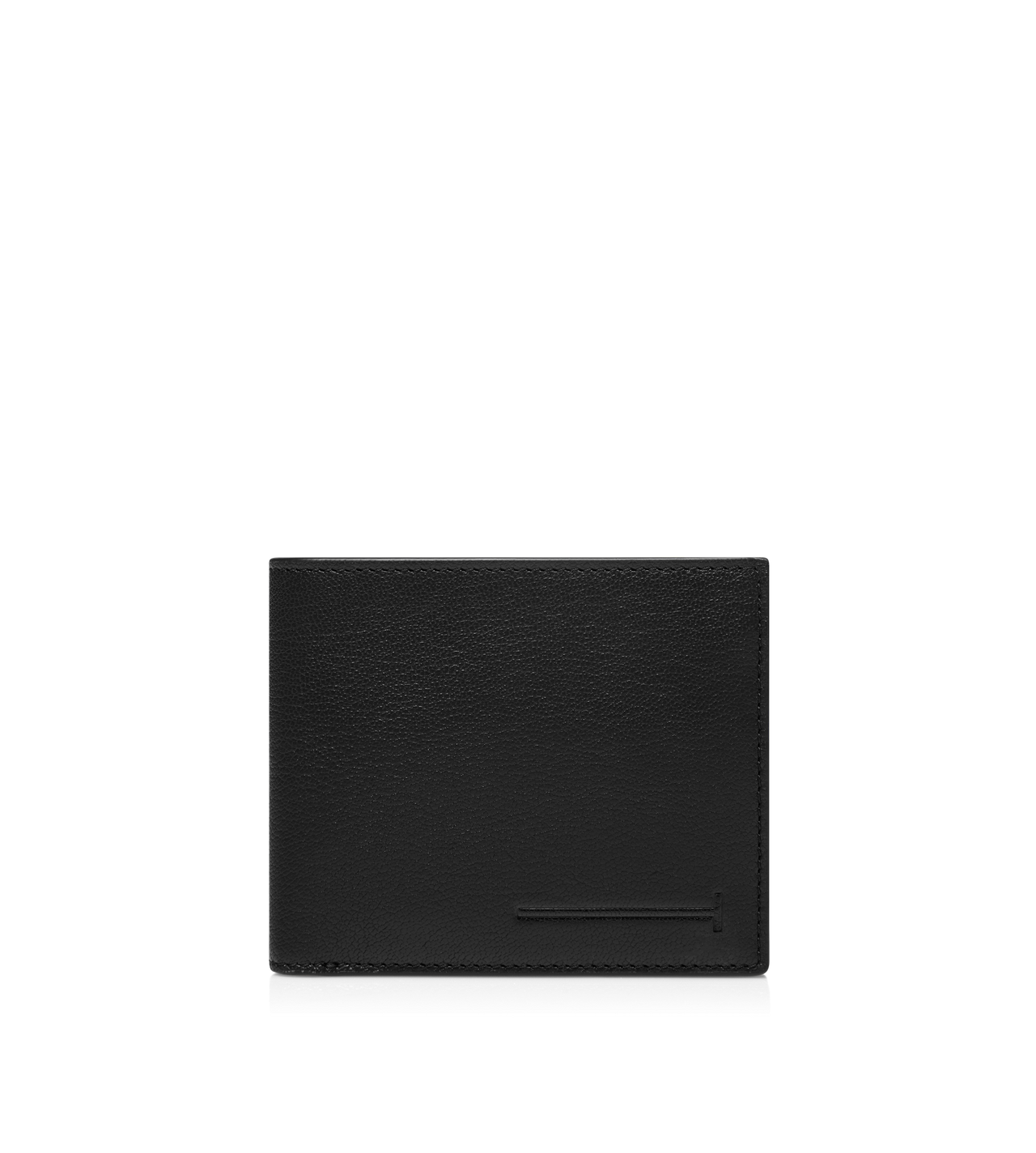 SUPPLE GRAIN LEATHER ELONGATED T LINE BIFOLD WALLET WITH COIN SLOT image number 0