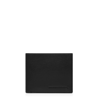 SUPPLE GRAIN LEATHER ELONGATED T LINE BIFOLD WALLET WITH COIN SLOT image number 0
