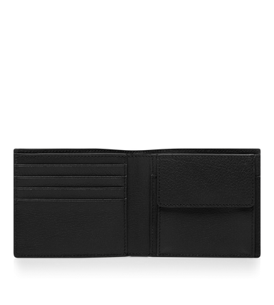 SUPPLE GRAIN LEATHER ELONGATED T LINE BIFOLD WALLET WITH COIN SLOT image number 1
