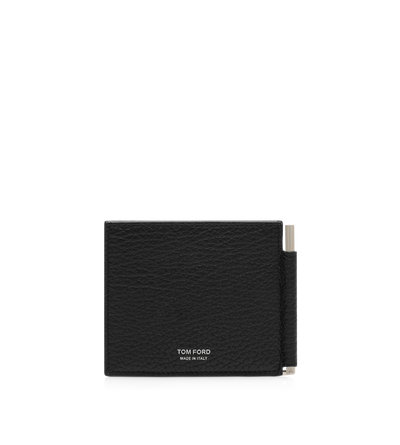 PRINTED DEER LEATHER ELONGATED T LINE MONEY CLIP WALLET image number 1