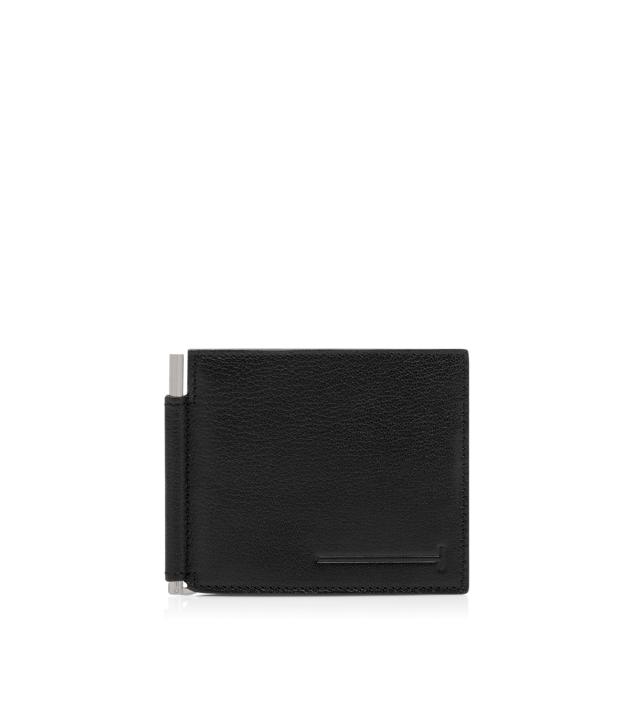 SUPPLE GRAIN LEATHER ELONGATED T LINE MONEY CLIP WALLET image number 0