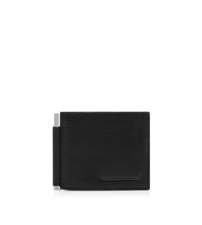 SUPPLE GRAIN LEATHER ELONGATED T LINE MONEY CLIP WALLET image number 0